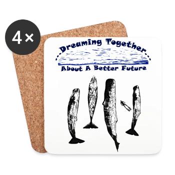 sperm whale dreaming together - Coasters (set of 4) - white - Front