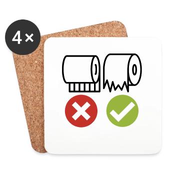 Accrochez correctement le papier toilette - Dessous de verre (lot de 4) - blanc - Devant