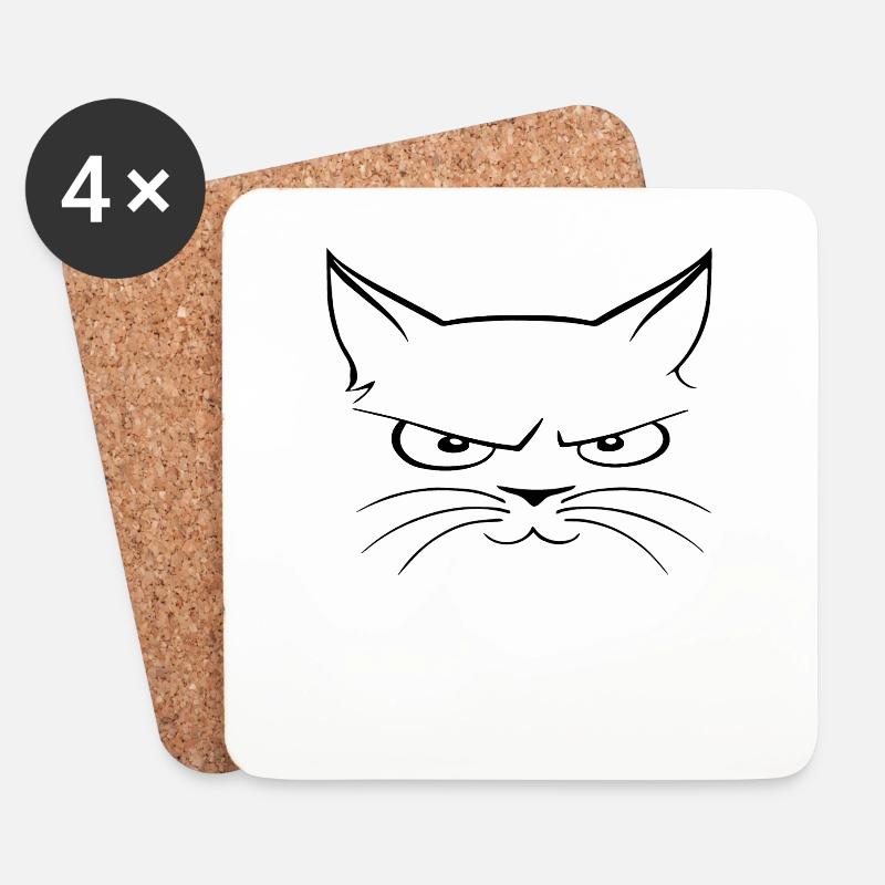 Eine grimmige zugleich schelmische lächelnde Katze - Untersetzer (4er-Set) - Weiß