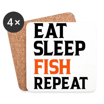 Eat Sleep Fish Repeat - Untersetzer (4er-Set) - Weiß - Vorne
