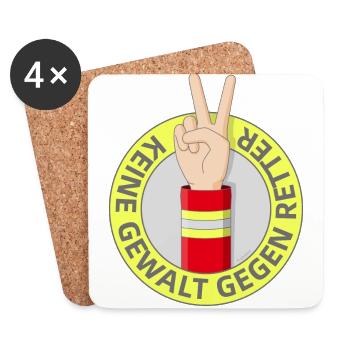 Keine Gewalt gegen Retter - Untersetzer (4er-Set) - Weiß - Vorne