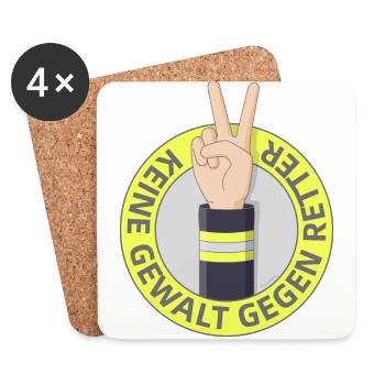 Keine Gewalt gegen Retter - Untersetzer (4er-Set) - Weiß - Vorne