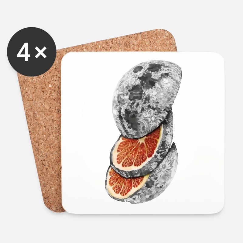The moon is an orange - Coasters (set of 4) - white