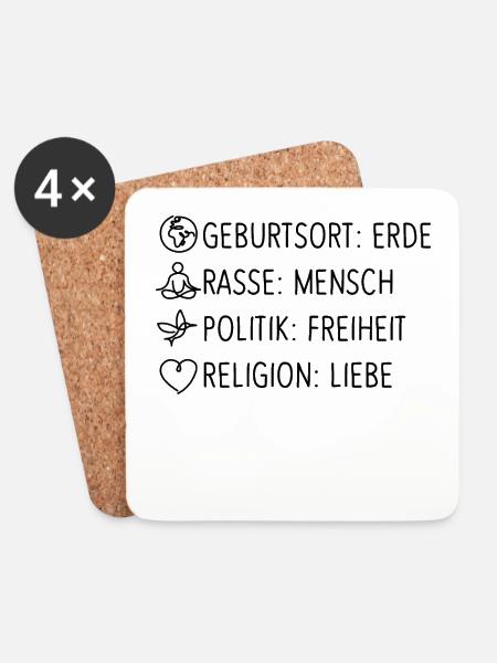 Religion Liebe Freiheit Leben gemeinsam Menschen - Untersetzer (4er-Set) - Weiß