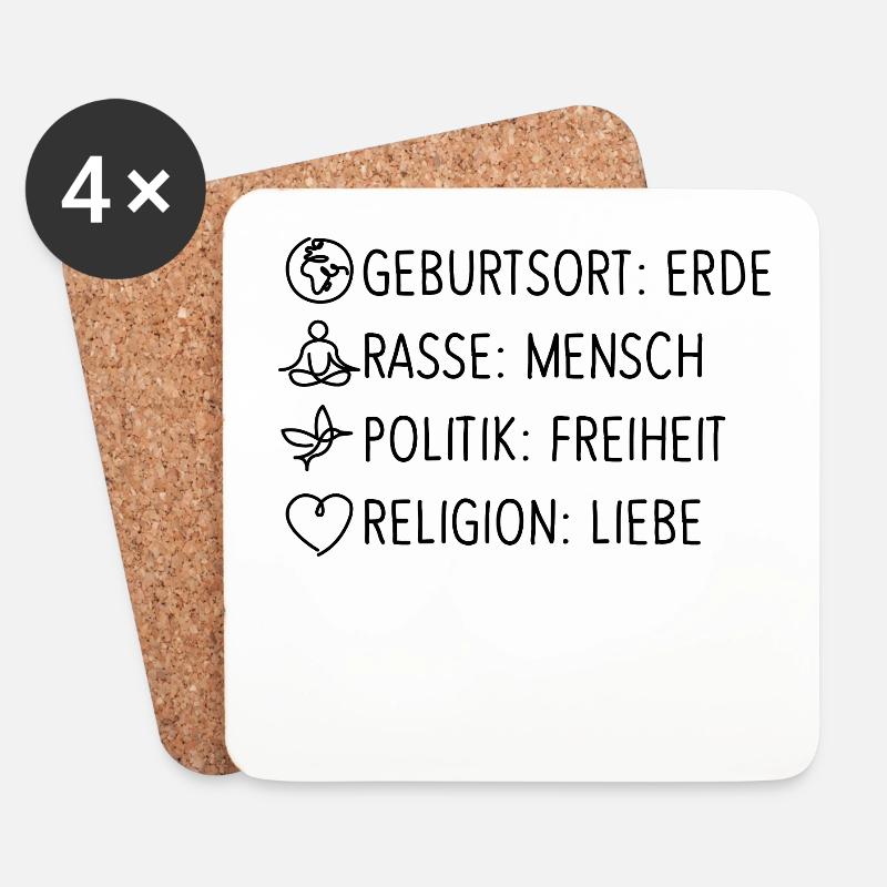 Religion Liebe Freiheit Leben gemeinsam Menschen - Untersetzer (4er-Set) - Weiß