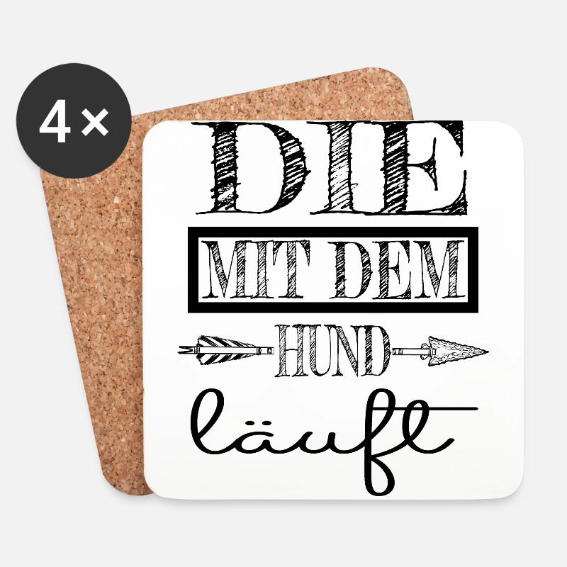 hund - die mit dem Hund läuft - Untersetzer (4er-Set) - Weiß
