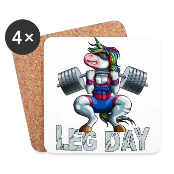Leg Day Kniebeuge Einhorn Gewichtheber Langhantel Gym Tr - Untersetzer (4er-Set) - Weiß - Vorne