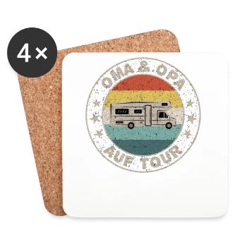 Oma & Opa auf Tour Vintage Retro - Untersetzer (4er-Set) - Weiß - Vorne