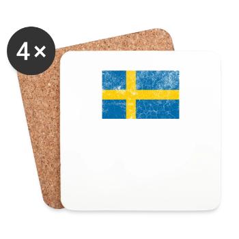 Schweden Flagge verzweifelt - Untersetzer (4er-Set) - Weiß - Vorne