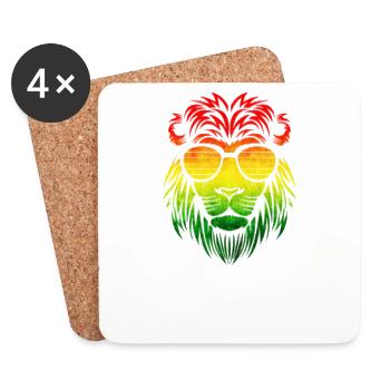 t-shirt jamaïcain couleur lion reggae - Dessous de verre (lot de 4) - blanc - Devant