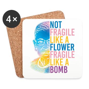 RBG Not Fragile Like A Flower Fragile Like A Bomb - Untersetzer (4er-Set) - Weiß - Vorne