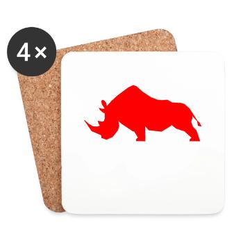 Nashorn - Rhino - Untersetzer (4er-Set) - Weiß - Vorne