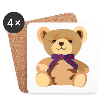 Teddy Bear Teddy Bear with blue ribbon - Coasters (set of 4) - white - Front
