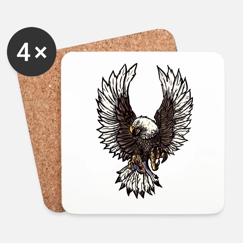 Eagle Adler Adlerkopf Geschenk Biker - Untersetzer (4er-Set) - Weiß