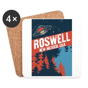 Roswell New Mexico USA Conspiracy Theories Fun Gif - Coasters (set of 4) - white - Front