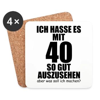 Lustiger 40 Geburtstag Spruch Geschen - Untersetzer (4er-Set) - Weiß - Vorne