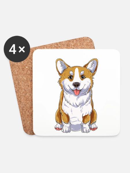 Lustiger Corgi Hund Welsh Corgi Geschenk Hunde - Untersetzer (4er-Set) - Weiß