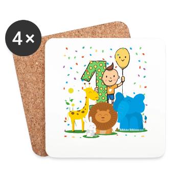 Birthday Baby - 1st Birthday Zoo - Coasters (set of 4) - white - Front