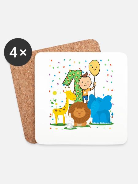 Birthday Baby - 1st Birthday Zoo - Coasters (set of 4) - white