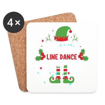 Christmas Line Dance Elf Gift T-Shirt - Coasters (set of 4) - white - Front