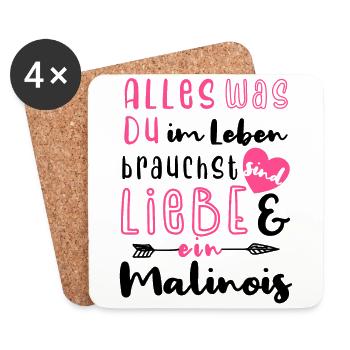 Alles was ich brauche ist ein Malinois Hund und Li - Untersetzer (4er-Set) - Weiß - Vorne