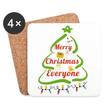 Weihnachten Weihnachten Weihnachten Weihnachten Weihnachten - Untersetzer (4er-Set) - Weiß - Vorne