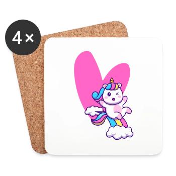 Einhorn der Liebe - Untersetzer (4er-Set) - Weiß - Vorne