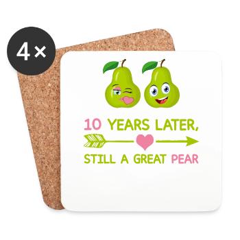 10th Year Anniversary Funny Still A Great Pear - Untersetzer (4er-Set) - Weiß - Vorne