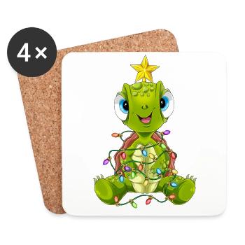 Schildkröten Weihnachtsbaum Weihnachten Geschenk S - Untersetzer (4er-Set) - Weiß - Vorne
