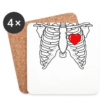 Skeleton Pregnancy Pizza Beer Xray - Coasters (set of 4) - white - Front