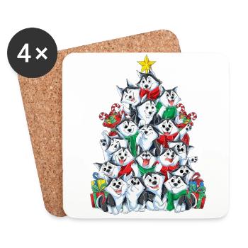 Sibérien Husky Sapin de Noël De Noël Gesch - Dessous de verre (lot de 4) - blanc - Devant