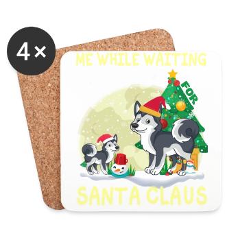 Husky moi en attendant le Père Noël - Dessous de verre (lot de 4) - blanc - Devant