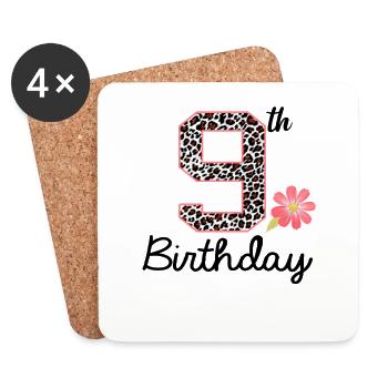 9e anniversaire fille de 9 ans Leopard Butterfly AG - Dessous de verre (lot de 4) - blanc - Devant