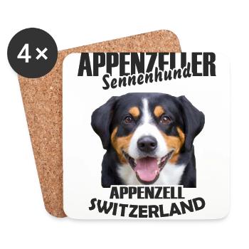 Appenzeller Sennenhund Schweiz Hoodie bedrucken - Untersetzer (4er-Set) - Weiß - Vorne
