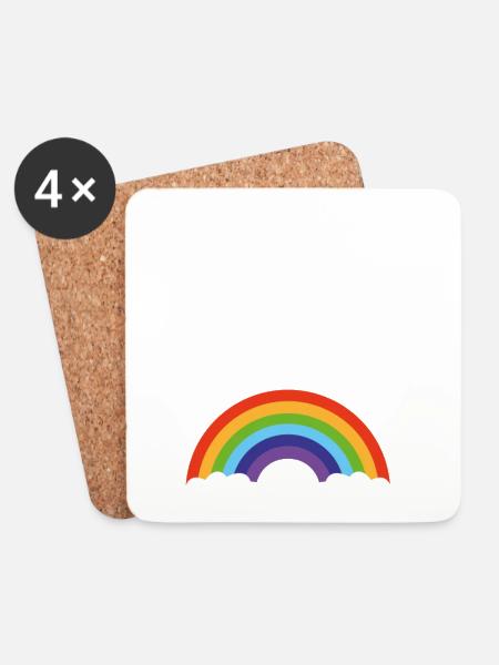 Spruch "Wo Regen ist, ist auch ein Regenbogen" - Untersetzer (4er-Set) - Weiß