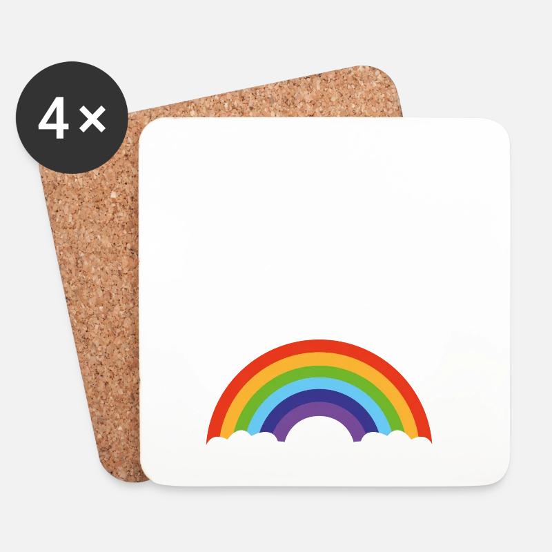 Spruch "Wo Regen ist, ist auch ein Regenbogen" - Untersetzer (4er-Set) - Weiß