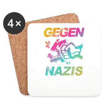 Gegen Nazis, Gegen Rechts Faust. FCK NZS - Untersetzer (4er-Set) - Weiß - Vorne