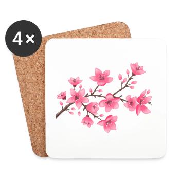 Cherry blossoms - Coasters (set of 4) - white - Front