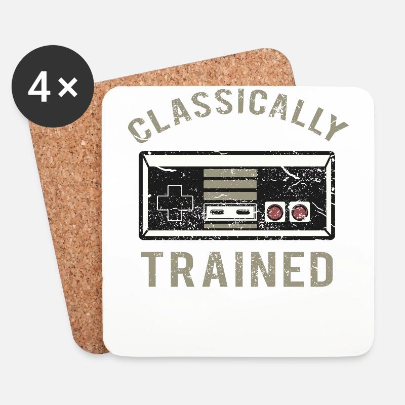 Klassisch ausgebildeter Retrogaming-Videospieler - Untersetzer (4er-Set) - Weiß