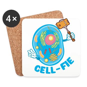 Cell-Fie Lustige Chemie Biologie Wissenschaft Pun - Untersetzer (4er-Set) - Weiß - Vorne