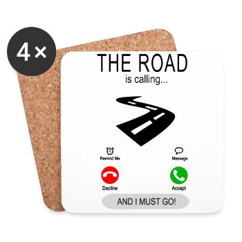 The road is calling - Road guards - Road builders - Coasters (set of 4) - white - Front