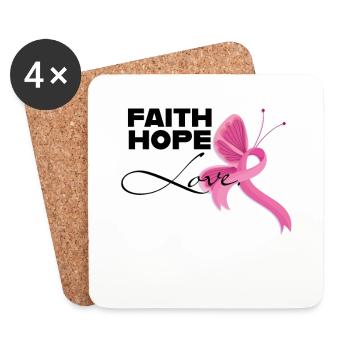 Faith hope love Brustkrebs Frauen Schleife - Untersetzer (4er-Set) - Weiß - Vorne