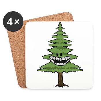 Fir Tree Trees Forest Nature Fun Christmas Tree - Coasters (set of 4) - white - Front