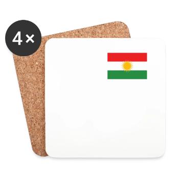 Drapeau du Kurdistan Bannière Soleil Kurdes Kurdes Kurdes - Dessous de verre (lot de 4) - blanc - Devant