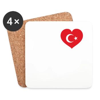 Herz Halbmond Stern Türkei Fahne Flagge Istanbul - Untersetzer (4er-Set) - Weiß - Vorne