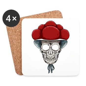 Bollenhut Totenkopf Schwarzwald Schwarzwälder - Untersetzer (4er-Set) - Weiß - Vorne