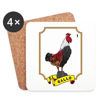 LOTERÍA: Cadeau mexicain El Gallo - Dessous de verre (lot de 4) - blanc - Devant