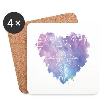 Colorful Heart Nurse ER RN LPN Medical Nursing Gif - Coasters (set of 4) - white - Front