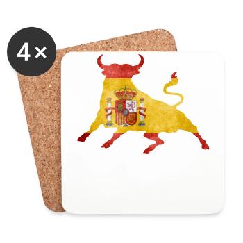 Pride Spain National Flag and Populous Country Fun - Coasters (set of 4) - white - Front