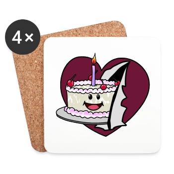 Herz Geburtstag Torte Glückwunsch Kuchen Gebäck - Untersetzer (4er-Set) - Weiß - Vorne